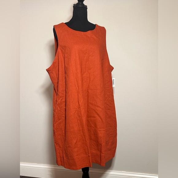 NWT Old Navy Linen Viscose Tank Dress Rust Orange Plus Size Women’s 3X - Picture 2 of 8